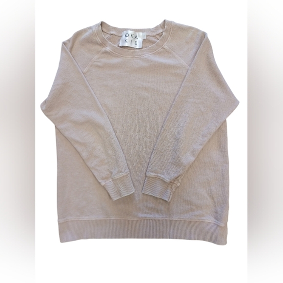 OKAKIE Soft Sweatshirt EUC Mineral-Washed Cotton Taupe Size Small - Picture 7 of 11